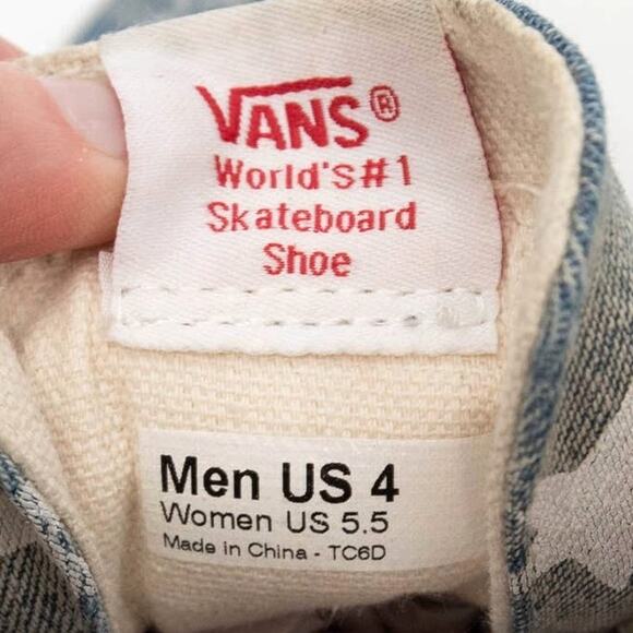 Vans SK8-Hi Tapered Denim Destroy Star Print Sneaker Size Women's 5.5 Men's 4 - Picture 8 of 10